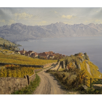 Painting entitled ‘Rivaz and Lake Geneva’ by A. DUPLAIN