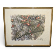 Gravure "Moineaux dans l'églantier" signée HAINARD