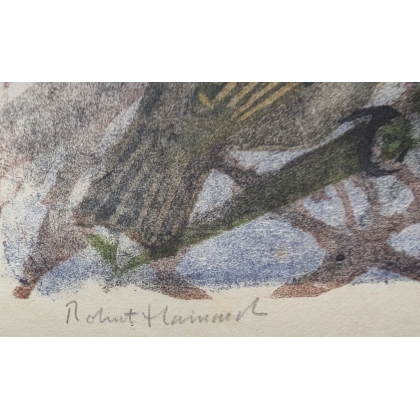 Gravure "Moineaux dans l'églantier" signée HAINARD