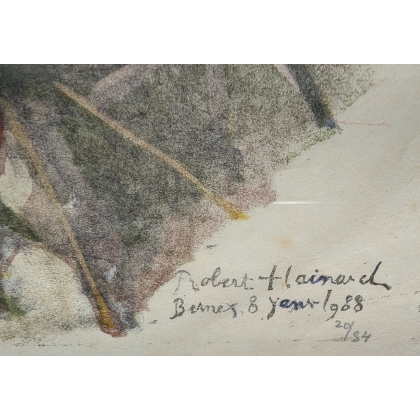 Gravure "Moineaux dans l'églantier" signée HAINARD