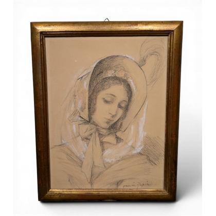 Dessin "Autoportrait" signé Aimée RAPIN