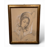 Dessin "Autoportrait" signé Aimée RAPIN