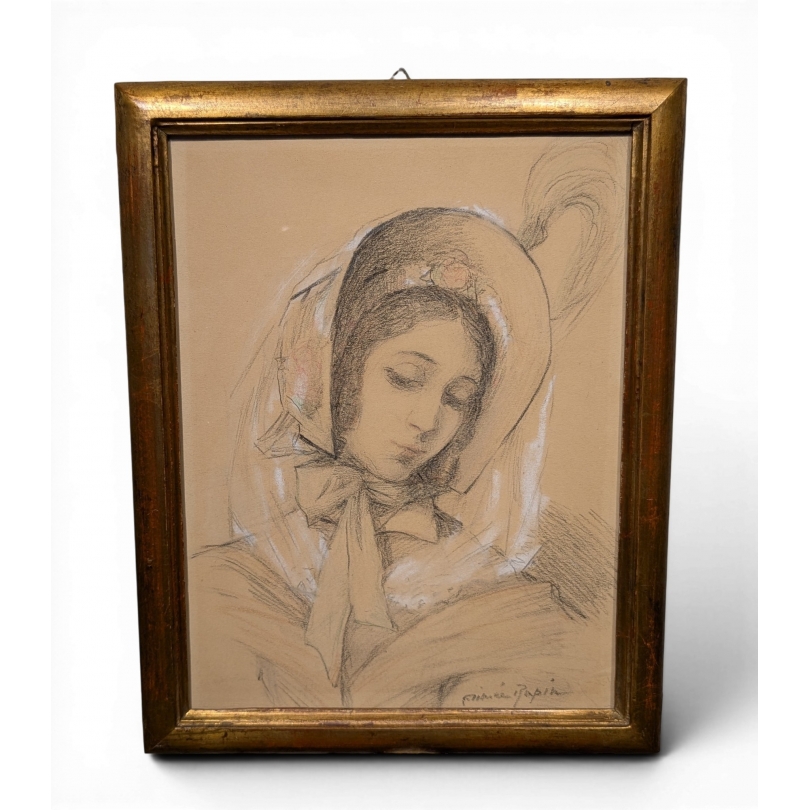 Dessin "Autoportrait" signé Aimée RAPIN