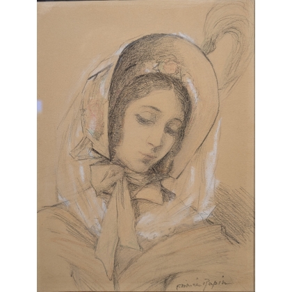Dessin "Autoportrait" signé Aimée RAPIN
