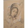 Dessin "Autoportrait" signé Aimée RAPIN