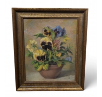 Pastel "Pensées" signé Aimée RAPIN