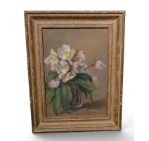 Pastel "Roses de Noël" signé Aimée RAPIN