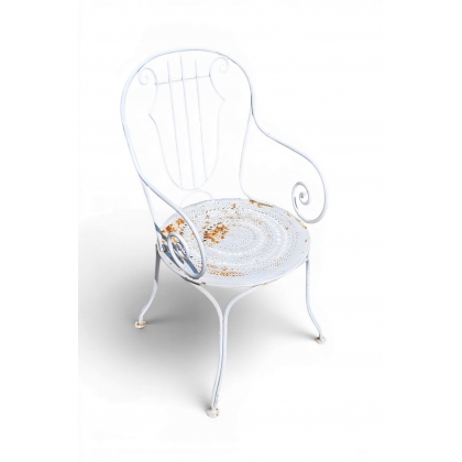 Fauteuil en fer forgé peint blanc