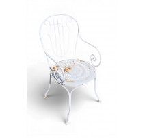 Fauteuil en fer forgé peint blanc