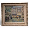 Tableau \"Place du marché\" signé BAUDIT