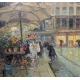 Tableau "Place du marché" signé BAUDIT