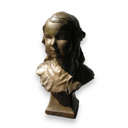 Bronze \"Buste de jeune fille\" signé REYMOND