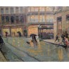Tableau \"Place du marché\" signé BAUDIT