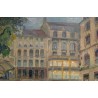 Tableau \"Place du marché\" signé BAUDIT