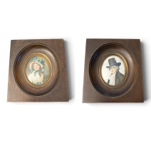 Paire de miniatures "Mr & Mme Seriziat"