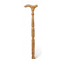 Canne à poignée en bois sculpté