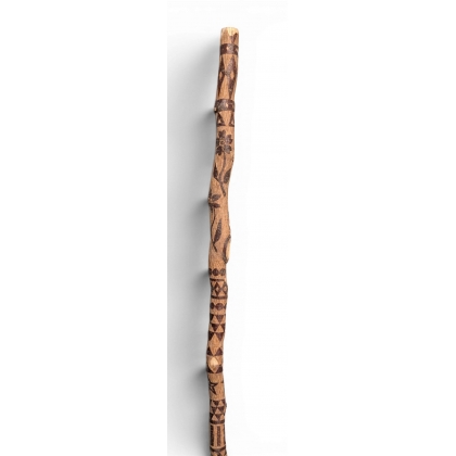 Engraved single-piece hazel walking stick