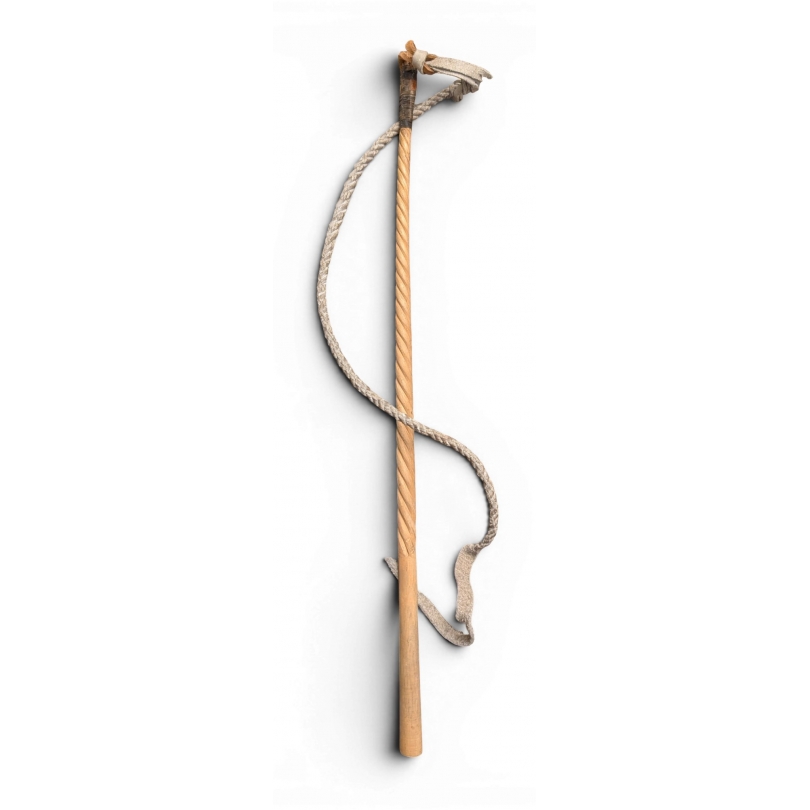 Fouet en bois et cuir tressé