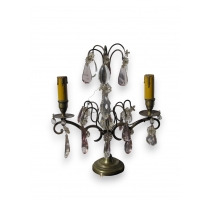 Pair of bronze girandole candelabras in brass with