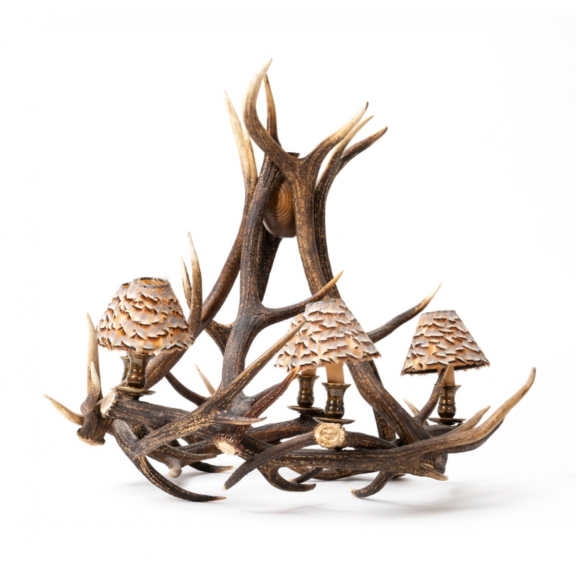 Lustre rustique en bois de cerf