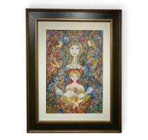 Tableau "La virgen y el niño con su fruta"