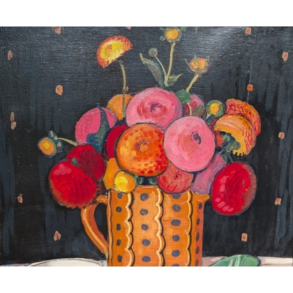 Peintures | Huile sur carton signé Th .DELACHAUX Moinat SA  - Antiquités décoration