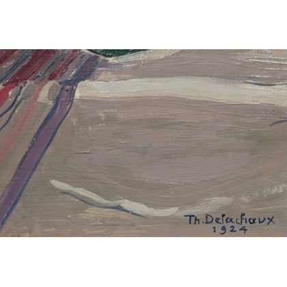 Peintures | Huile sur carton signé Th .DELACHAUX Moinat SA  - Antiquités décoration