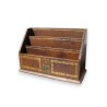 Porte-courrier en cuir brun