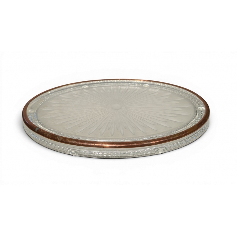 Sous-plat ovale en verre et cuivre