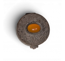 Petite boite ronde à cabochon orange