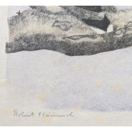 Gravure "Tourterelles", signée  sur Moinat SA  - Antiquités décoration -  Gravures, Lithos