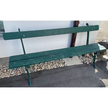 Banc de jardin en fonte et bois, peint vert