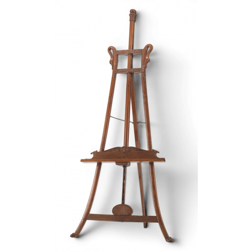 Large mahogany easel, ‘Swan’s Neck’ style