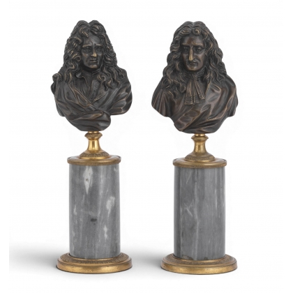 Paire de bustes Molière et Boileau