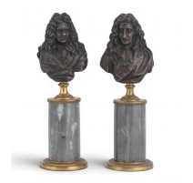 Paire de bustes Molière et Boileau