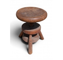 Tabouret d'horloger à vis en bois