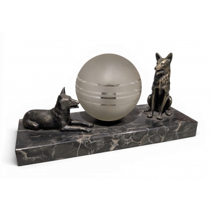 Lampe Art-Deco en marbre et régule