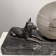 Lampe Art-Deco en marbre et régule