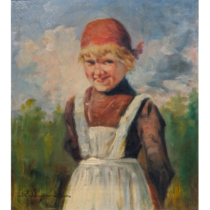 Painting entitled ‘Young Boy’, signed PERLMUTTER
