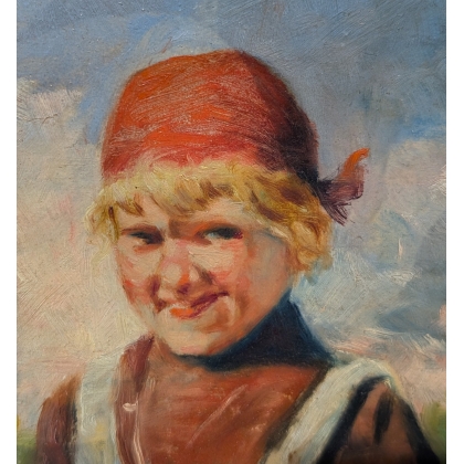 Painting entitled ‘Young Boy’, signed PERLMUTTER
