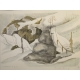 Gravure "Lagopèdes alpins l'hiver" signée COSANDEY