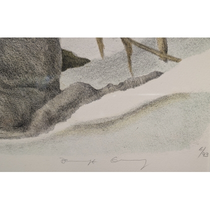 Engraving entitled ‘Alpine Ptarmigans in Winter’, signed COSANDEY
