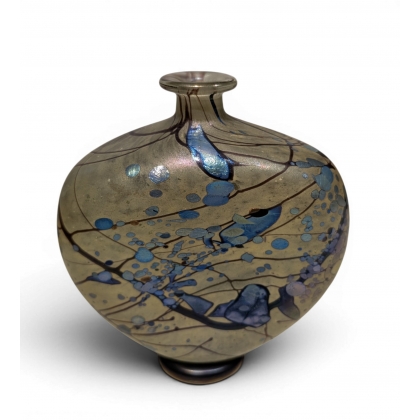 Vase décor bleu et or signé R. PIERINI