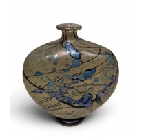 Vase décor bleu et or signé R. PIERINI