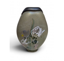 Vase décor bleu et blanc signé R. PIERINI