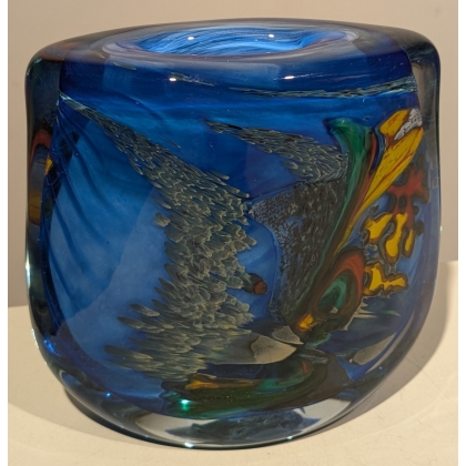Vase décor intercalaire bleu signé R. PIERINI