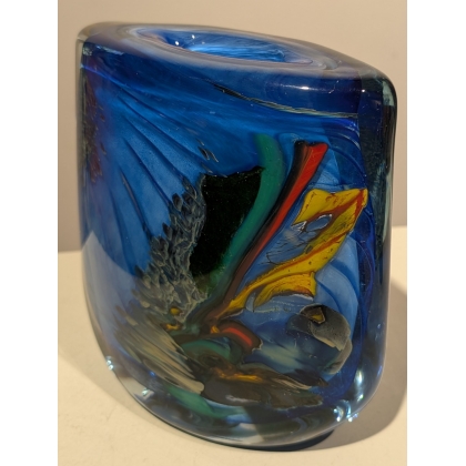 Vase décor intercalaire bleu signé R. PIERINI