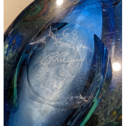 Vase décor intercalaire bleu signé R. PIERINI
