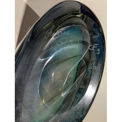 Blue decorative vase with insert, signed A PIERINI