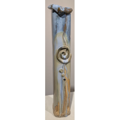 Vase en céramique bleue signé GB